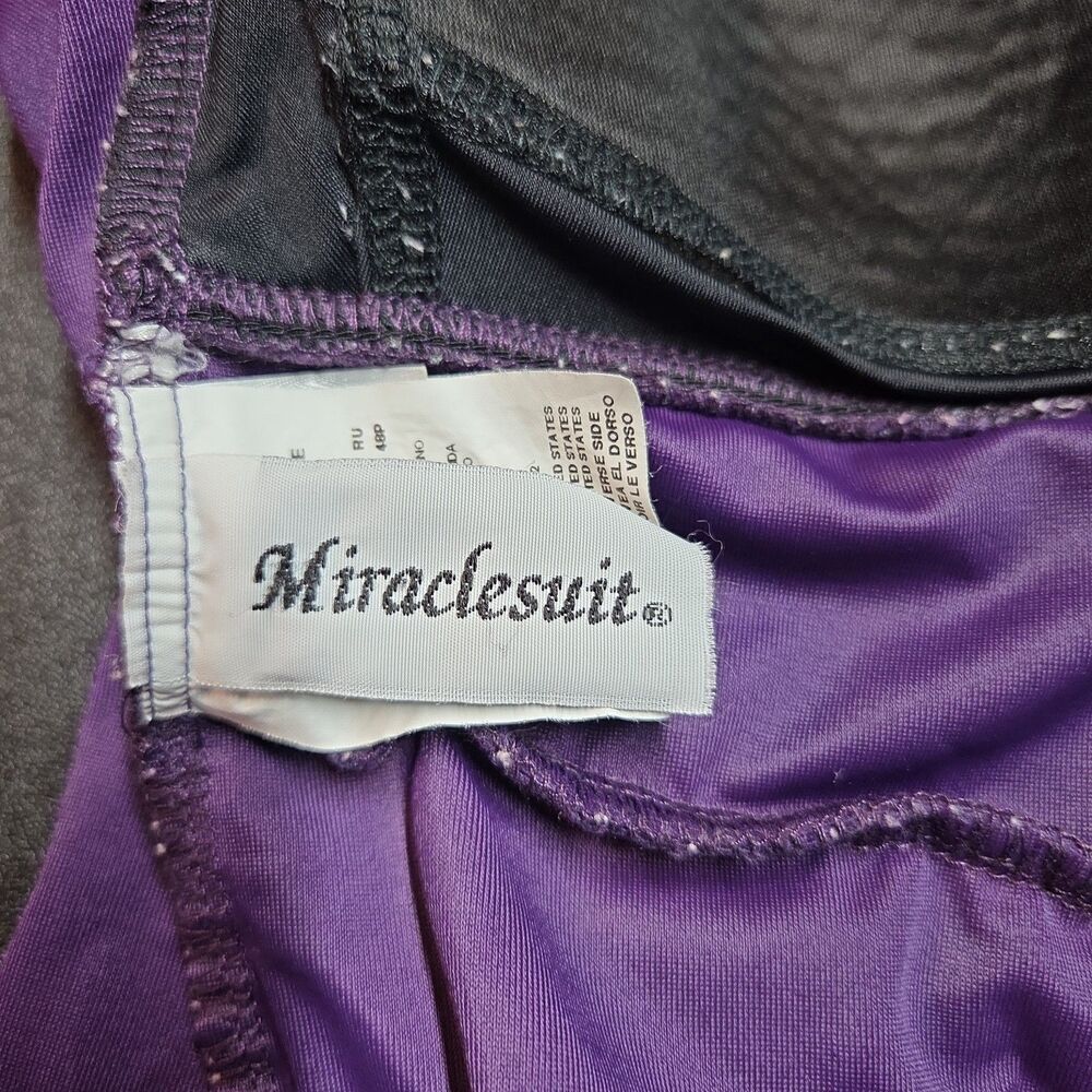 Miraclesuit Sanibel One Piece Swimsuit Womens Size 12 P Purple Ruched Wrap - Picture 6 of 8